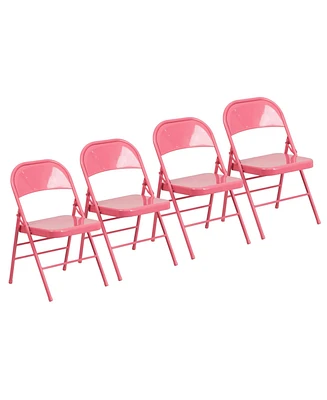 Emma+Oliver 4 Pack Colorful Metal Folding Chair Teen And Event Seating