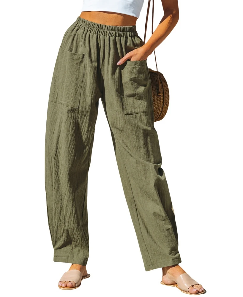 Cupshe Women's Green Patch Pocket Tapered Leg Pants