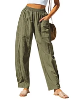 Cupshe Women's Green Patch Pocket Tapered Leg Pants