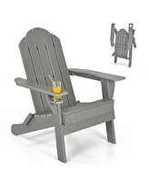 Sugift Foldable Weather Resistant Patio Chair with Built-in Cup Holder