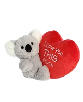 Aurora Small I Love You This Much Koala Valentine Heartwarming Plush Toy Gray 9"