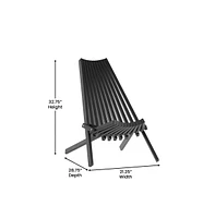 Merrick Lane Dubois Indoor/Outdoor Solid Acacia Wood Low Profile Lounge Folding Chair For Use With Backyard, Patio, Sunroom, Porch, Garden