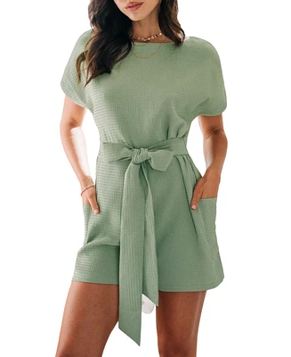 Cupshe Women's Light Green Boat Neck Romper