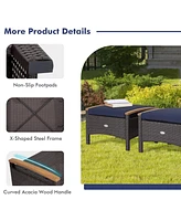 Sugift Set of 2 Fade-Resistant Wicker Patio Ottoman