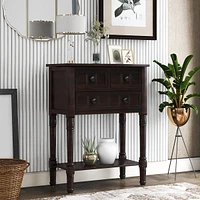 Streamdale Furniture Narrow Console Table, Slim Sofa Table With Three Storage Drawers And Bottom Shelf