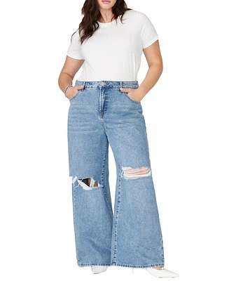 Eloquii Women's The Yvette Rigid Wide Leg Jean