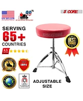 5 Core Drum Throne Red Height Adjustable Guitar Stool Thick Padded Memory Foam Dj Chair Seat - Ds Ch Red