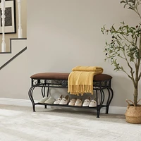 Industrial Shoe Rack Bench for Small Spaces