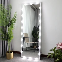 Streamdale Furniture Modern Wall Standing Bedroom Hotel Full Length Mirror With Led Bulbs Touch Control Whole Body