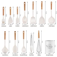 Sugift 13-Piece Silicone Kitchen Utensils with Wooden Handles Set