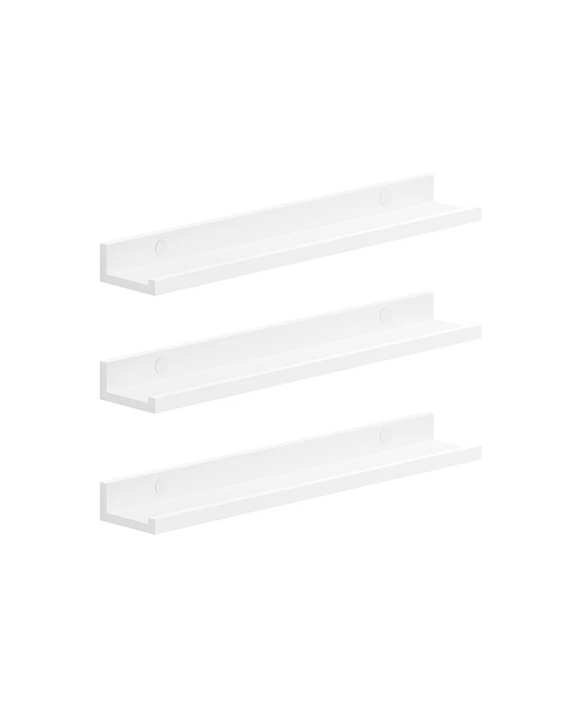 Slickblue 3 Set Floating Wall Shelves inch Long Picture Shelving Ledge Mdf White