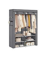 Slickblue Portable Closet Wardrobe With Shoe Rack And Cover, Closet Storage Organizer, 2 Hanging Rods, Shelves