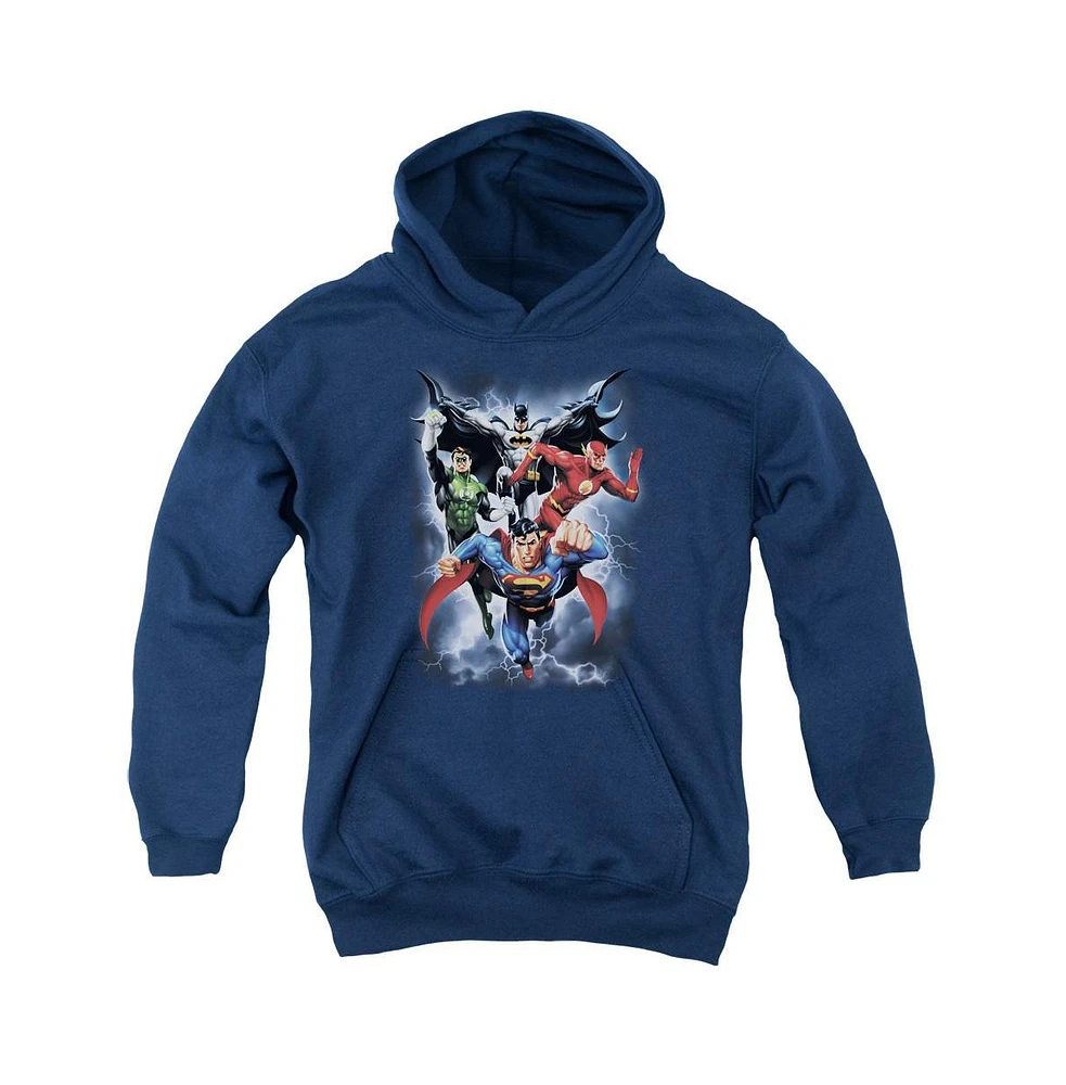 Justice League Boys of America Youth The Coming Storm Pull Over Hoodie / Hooded Sweatshirt