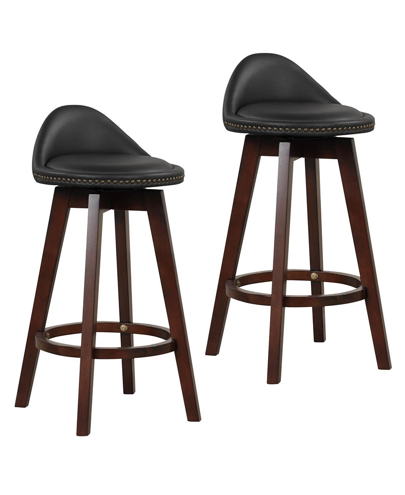 Sugift 2 Pieces Cushioned Swivel Bar Stool Set with Low Back