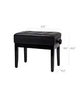 Slickblue Adjustable Wooden Piano Bench Stool with Sheet Music Storage Black