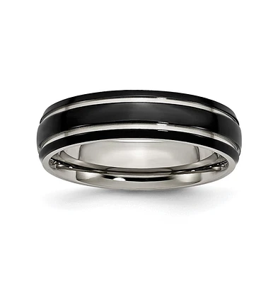 Chisel Titanium Polished Ip-plated Grooved Wedding Band Ring