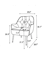 Simplie Fun Modern Mid Century Chair Velvet Sherpa Armchair For Living Room Bedroom Office Easy Assemble