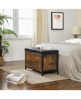 Slickblue Industrial Rustic Brown Storage Ottoman With Flip Lid