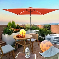 Streamdale Furniture 10 X 6.5FT Rectangular Patio Solar Led Lighted Outdoor Umbrellas With Crank And Push Button