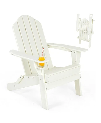 Sugift Foldable Weather Resistant Patio Chair with Built-in Cup Holder