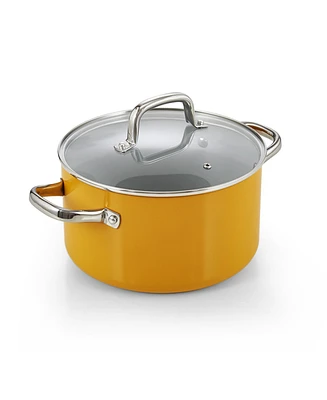 Cook N Home 6-Quart Hard Anodized Healthy Ceramic Nonstick Gumbo Pasta Pot,Yellow