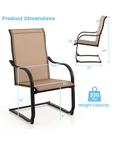 Sugift 2 Pieces C-Spring Motion Patio Dining Chairs with Breathable Fabric