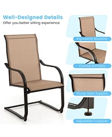 Sugift 2 Pieces C-Spring Motion Patio Dining Chairs with Breathable Fabric