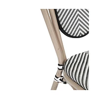 Merrick Lane Mael Stacking Thonet Bistro Style Chair With Textilene Seat And Bamboo Finished Metal Frame For Indoor/Outdoor Use