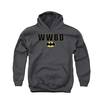 Batman Boys Youth Wonder Womanbd Logo Pull Over Hoodie / Hooded Sweatshirt