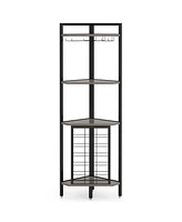 Tribesigns Corner Wine Rack Freestanding Floor Corner Bar Shelf with Glass Holder for Small Space