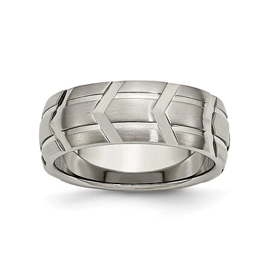 Chisel Titanium Brushed and Polished Wedding Band Ring