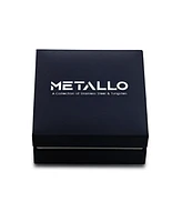 Metallo Stainless Steel Two-Tone w/ Black Cz Genuine Leather Bracelet