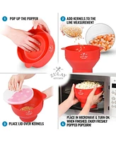 Zulay Kitchen Bpa Free Collapsible Silicone Popcorn Maker with Lid