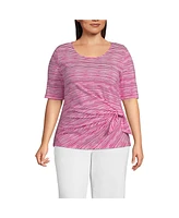 Lands' End Plus Lightweight Jersey Tie Front Top