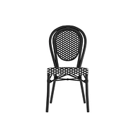 Merrick Lane Celia Set Of Two Stacking Thonet Bistro Style Chair, Pe Rattan Seat, And Metal Frame For Indoor/Outdoor Use