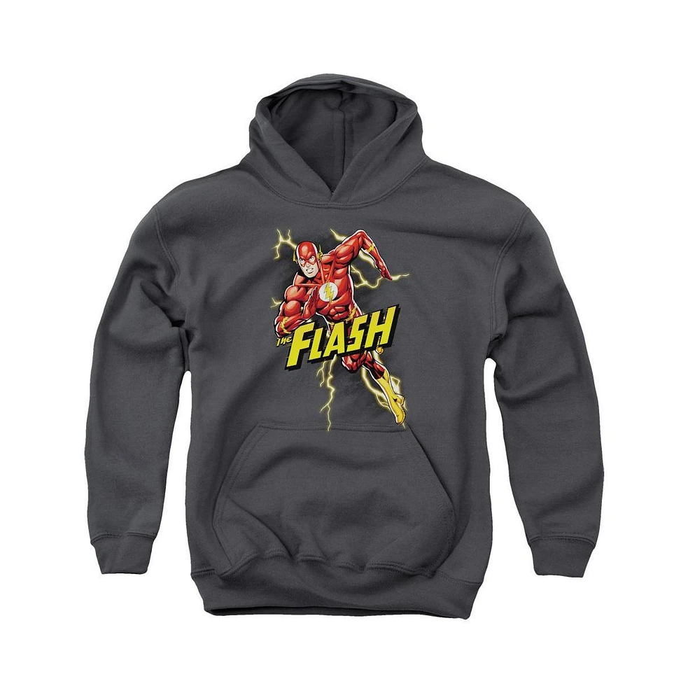 Justice League Boys of America Youth Bolt Run Pull Over Hoodie / Hooded Sweatshirt