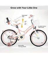 Sugift 18 Inch Kids Adjustable Bike with Training Wheels