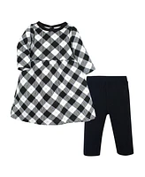 Hudson Toddler Girl Quilted Cotton Dress and Leggings, Black