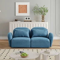 Streamdale Furniture Lazy Sofa Loveseat Teddy Fabric Blue