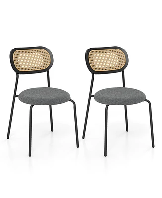 Sugift Set of 2 Rattan Dining Chair with Metal Legs