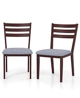 Sugift Set of 2 Upholstered Armless Kitchen Chair with Solid Rubber Wood Frame
