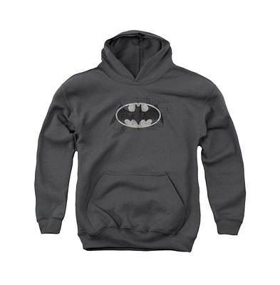 Batman Boys Youth Arcane Bat Logo Pull Over Hoodie / Hooded Sweatshirt