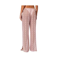 Edikted Women's Embroidered Sheer Lace Pants