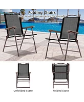 Sugift Set of 2 Patio Folding Sling Back Camping Deck Chairs