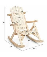 Inolait Sugift Wood Single Porch Rocker Lounge Patio Rocking Chair