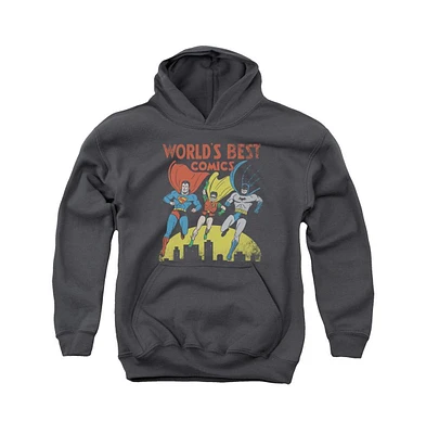 Justice League Boys of America Youth Worlds Best Pull Over Hoodie / Hooded Sweatshirt