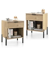 Sugift Modern Nightstand with Charging Station