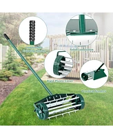 Sugift 18 Inch Rolling Lawn Aerator with Splash-Proof Fender for Garden