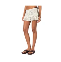 Edikted Women's Ruffled Crochet Mini Skirt