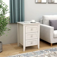 3 Drawer Nightstand With Charging Station And Usb Ports & Power Outlets, Wooden Bedside